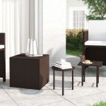 Mese laterale, 3 buc, maro, poliratan GartenMobel Dekor