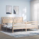 Cadru pat cu tăblie 200x200 cm, lemn masiv de pin GartenMobel Dekor