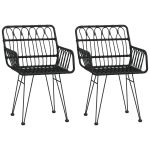 Scaune de grădină cu cotiere 2 buc. negru 56x64x80 cm ratan PE GartenMobel Dekor