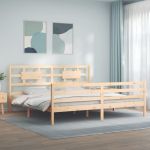 Cadru pat cu tăblie 200x200 cm, lemn masiv de pin GartenMobel Dekor