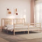 Cadru pat cu tăblie 200x200 cm, lemn masiv de pin GartenMobel Dekor