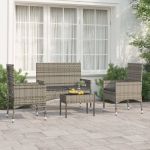 Set mobilier de grădină cu perne, 4 piese, gri, poliratan GartenMobel Dekor