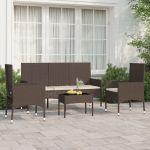 Set mobilier de grădină cu perne, 4 piese, maro, poliratan GartenMobel Dekor