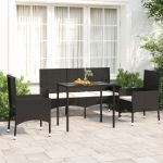 Set mobilier relaxare grădină 4 piese cu perne poliratan negru GartenMobel Dekor