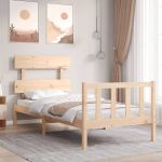 Cadru de pat cu tăblie single mic, lemn masiv  GartenMobel Dekor