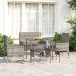 Set mobilier de grădină cu perne, 6 piese, gri, poliratan GartenMobel Dekor