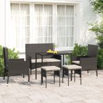 Set mobilier de grădină cu perne, 6 piese, negru, poliratan GartenMobel Dekor