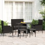 Set mobilier de grădină cu perne, 6 piese, negru, poliratan GartenMobel Dekor