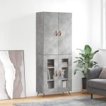 Dulap înalt, gri beton, 69,5x34x180, lemn compozit GartenMobel Dekor