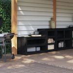 Dulapuri de bucătărie de exterior, 2buc., negru, lemn masiv pin GartenMobel Dekor