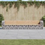 Bancă de grădină, design gabion, 347x71x65,5cm, lemn masiv pin GartenMobel Dekor