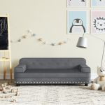 Canapea pentru copii, gri închis, 90x53x30 cm, catifea GartenMobel Dekor