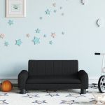 Canapea pentru copii, negru, 70x45x30 cm, material textil GartenMobel Dekor