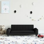 Canapea pentru copii, negru, 90x53x30 cm, piele ecologică GartenMobel Dekor