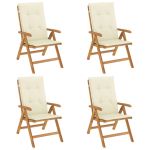 Scaune de grădină rabatabile cu perne, 4 buc., lemn masiv tec GartenMobel Dekor