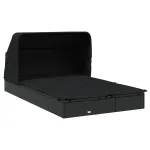 Șezlong 2 pers. acoperiș pliabil negru 213x118x97 cm poliratan GartenMobel Dekor