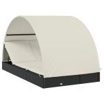 Șezlong 2 pers. acoperiș rotund negru 211x112x140 cm poliratan GartenMobel Dekor