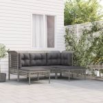 Set mobilier de grădină cu perne, 5 piese, gri, poliratan GartenMobel Dekor