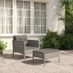 Set mobilier de grădină cu perne, 2 piese, gri, poliratan GartenMobel Dekor