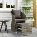 Set mobilier de grădină cu perne, 2 piese, gri, poliratan GartenMobel Dekor