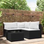 Set mobilier relaxare grădină 4 piese cu perne poliratan negru GartenMobel Dekor