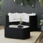 Set mobilier relaxare grădină 4 piese cu perne poliratan negru GartenMobel Dekor
