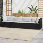 Set mobilier relaxare grădină 4 piese cu perne poliratan negru GartenMobel Dekor
