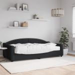 Pat de zi cu saltea, negru, 100x200 cm, textil GartenMobel Dekor