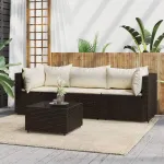 Set mobilier de grădină cu perne, 4 piese, maro, poliratan GartenMobel Dekor