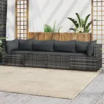 Set mobilier de grădină cu perne, 4 piese, gri, poliratan GartenMobel Dekor