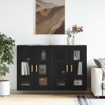 Dulapuri montate pe perete, 2 buc, negru, lemn prelucrat GartenMobel Dekor