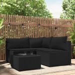Set mobilier relaxare grădină 4 piese cu perne poliratan negru GartenMobel Dekor