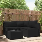 Set mobilier relaxare grădină 4 piese cu perne poliratan negru GartenMobel Dekor