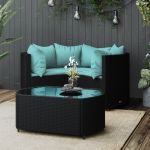 Set mobilier relaxare grădină 4 piese cu perne poliratan negru GartenMobel Dekor