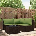 Set mobilier de grădină cu perne, 4 piese, maro, poliratan GartenMobel Dekor