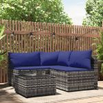 Set mobilier de grădină cu perne, 4 piese, gri, poliratan GartenMobel Dekor