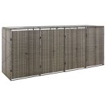Magazie de pubele cvadruplă, gri, 274x80x117 cm, poliratan GartenMobel Dekor