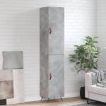 Dulap înalt, gri beton, 34,5x34x180 cm, lemn prelucrat GartenMobel Dekor