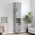 Dulap înalt, gri beton, 34,5x34x180 cm, lemn prelucrat GartenMobel Dekor