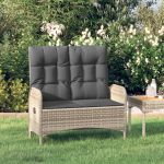Bancă de grădină rabatabilă cu perne, gri, 107 cm, poliratan GartenMobel Dekor