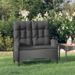 Bancă de grădină rabatabilă cu perne, negru, 107 cm, poliratan GartenMobel Dekor