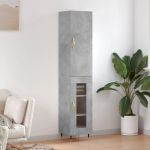 Dulap înalt, gri beton, 34,5x34x180 cm, lemn prelucrat GartenMobel Dekor