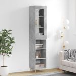 Dulap înalt, gri beton, 34,5x34x180 cm, lemn prelucrat GartenMobel Dekor