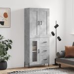 Dulap înalt, gri beton, 69,5x34x180, lemn compozit GartenMobel Dekor