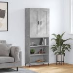 Dulap înalt, gri beton, 69,5x34x180, lemn compozit GartenMobel Dekor