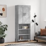 Dulap înalt, gri beton, 69,5x34x180, lemn compozit GartenMobel Dekor