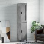 Dulap înalt, gri beton, 34,5x34x180 cm, lemn prelucrat GartenMobel Dekor