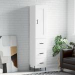 Dulap înalt, alb, 34,5x34x180 cm, lemn prelucrat GartenMobel Dekor
