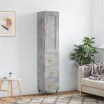 Dulap înalt, gri beton, 34,5x34x180 cm, lemn prelucrat GartenMobel Dekor