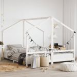 Cadru de pat pentru copii, alb, 2x(90x200)cm, lemn masiv de pin GartenMobel Dekor
